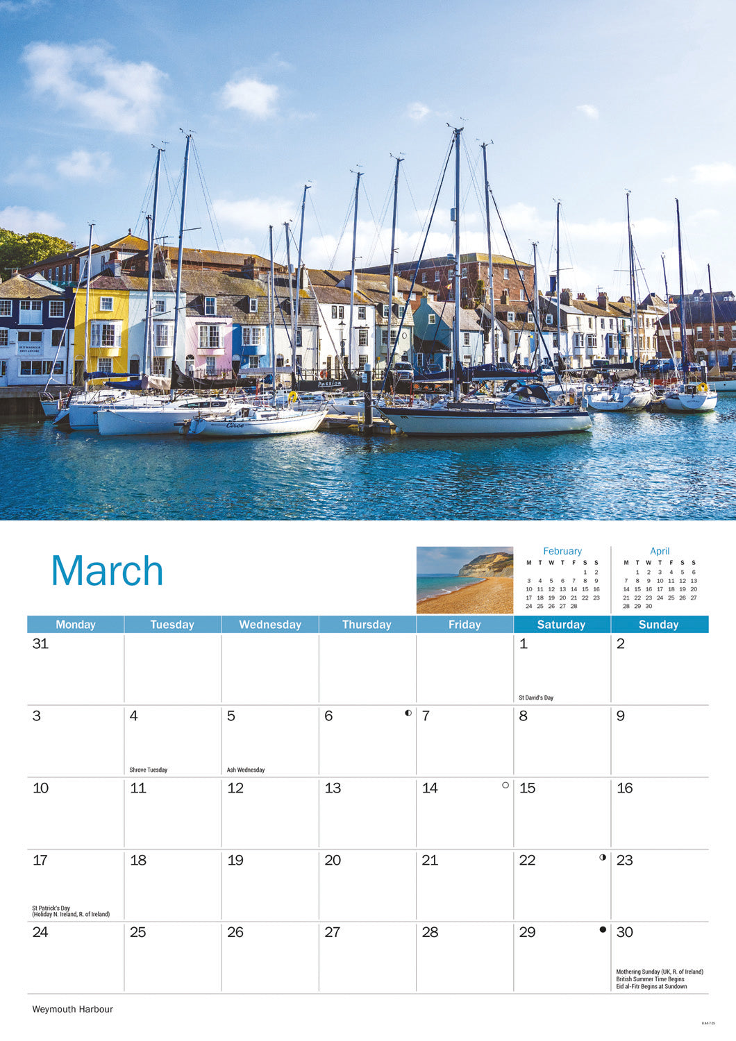 Dorset A4 Calendar 2025