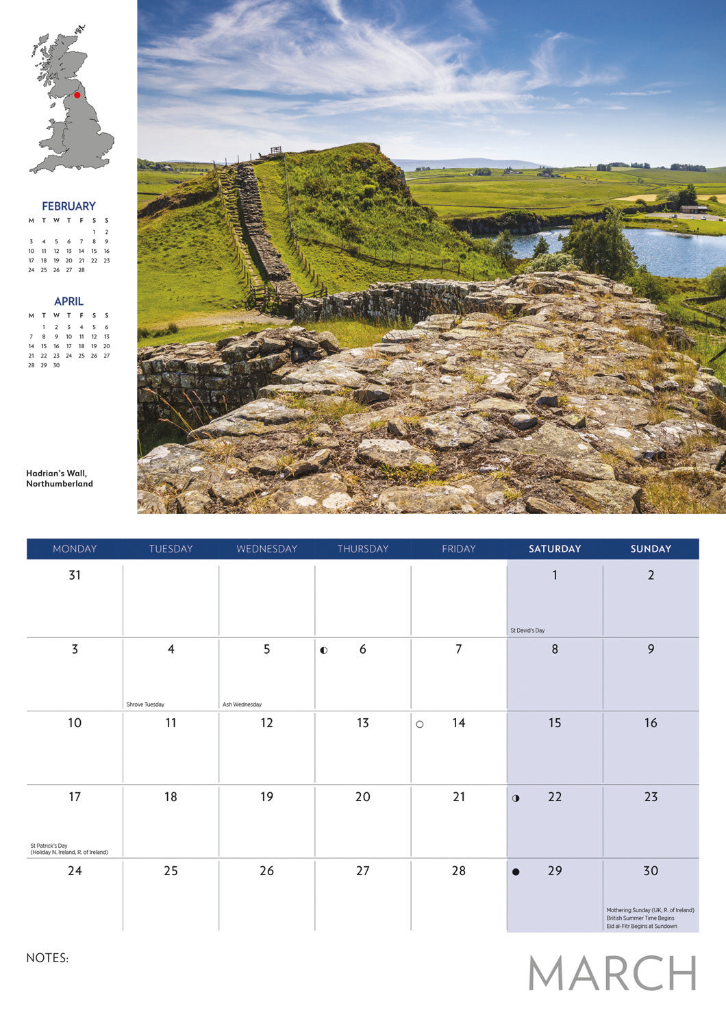 Journey Through Britain A4 Calendar  2025