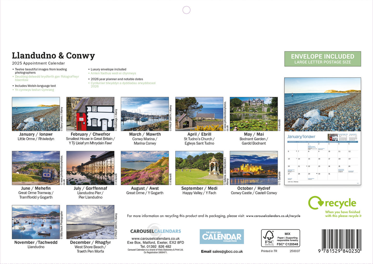 Llandudno and Conwy A4 Calendar  2025