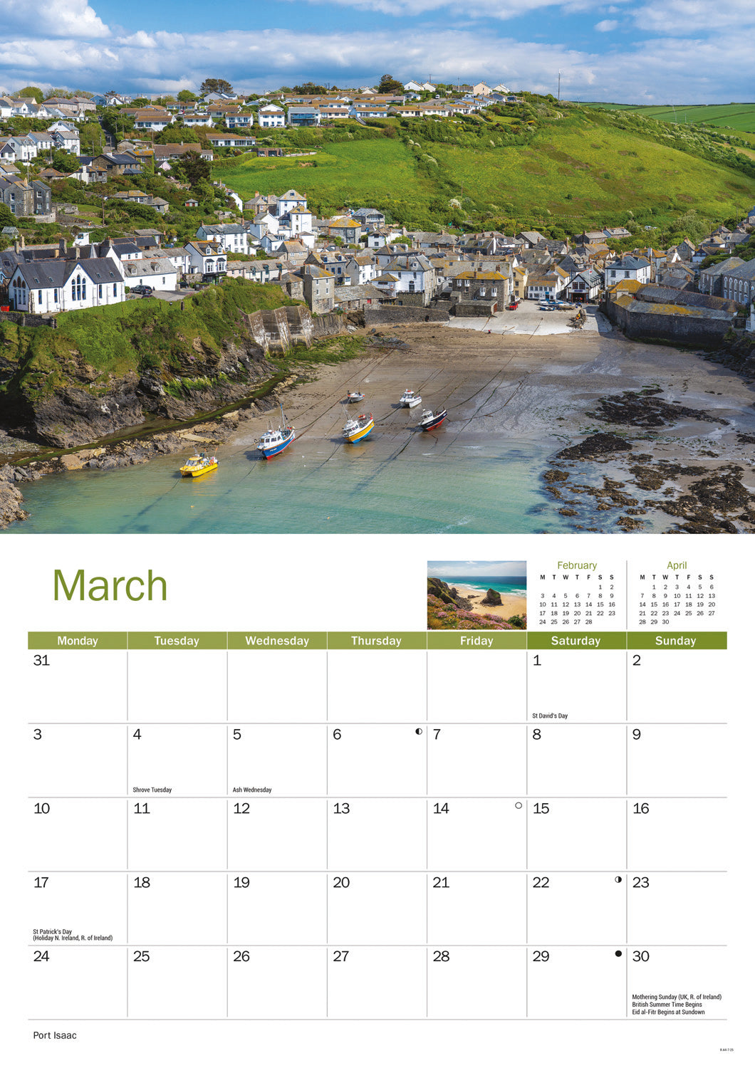 North CornWall Calendar A4 Calendar  2025