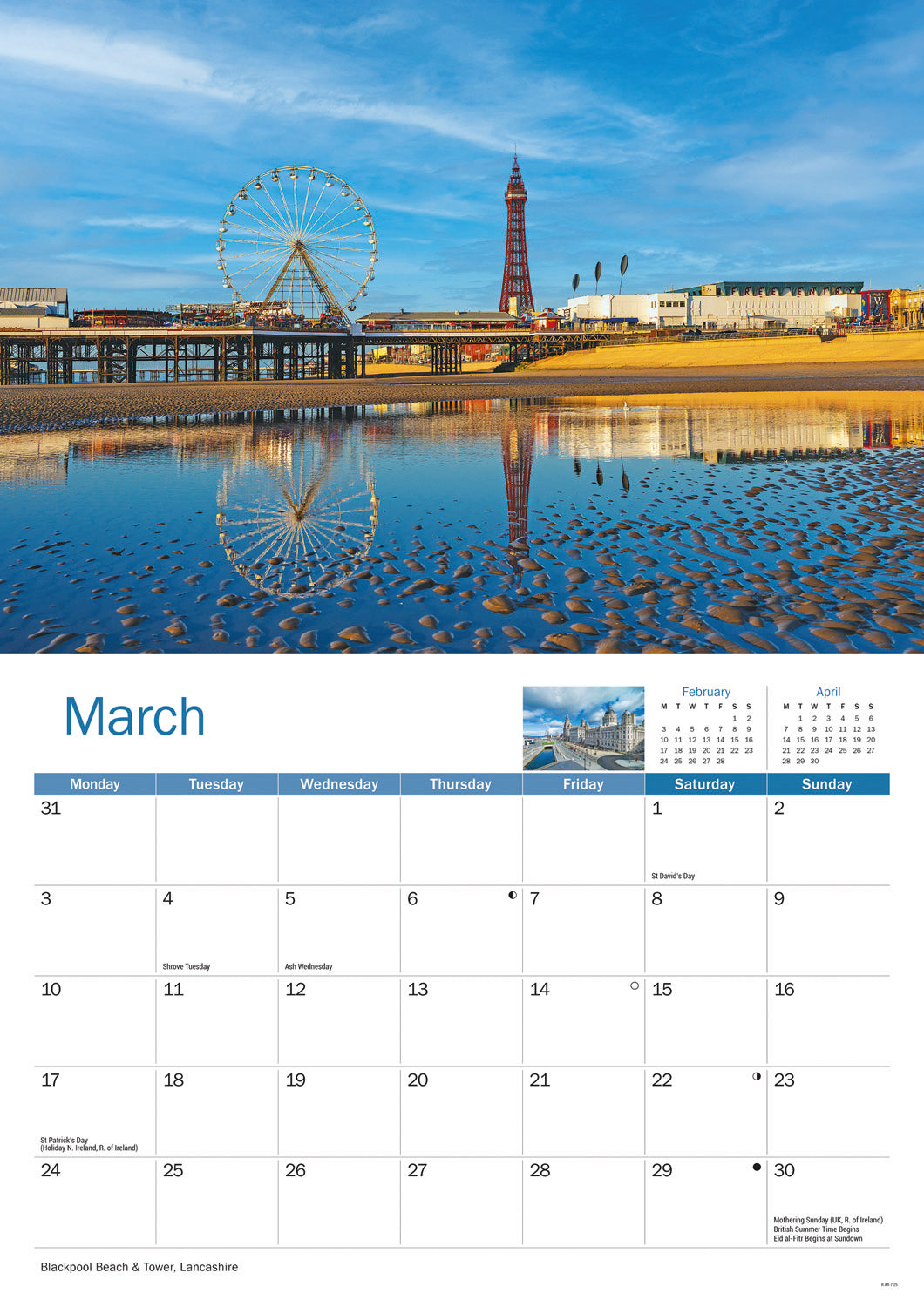 North West England A4 Calendar 2025