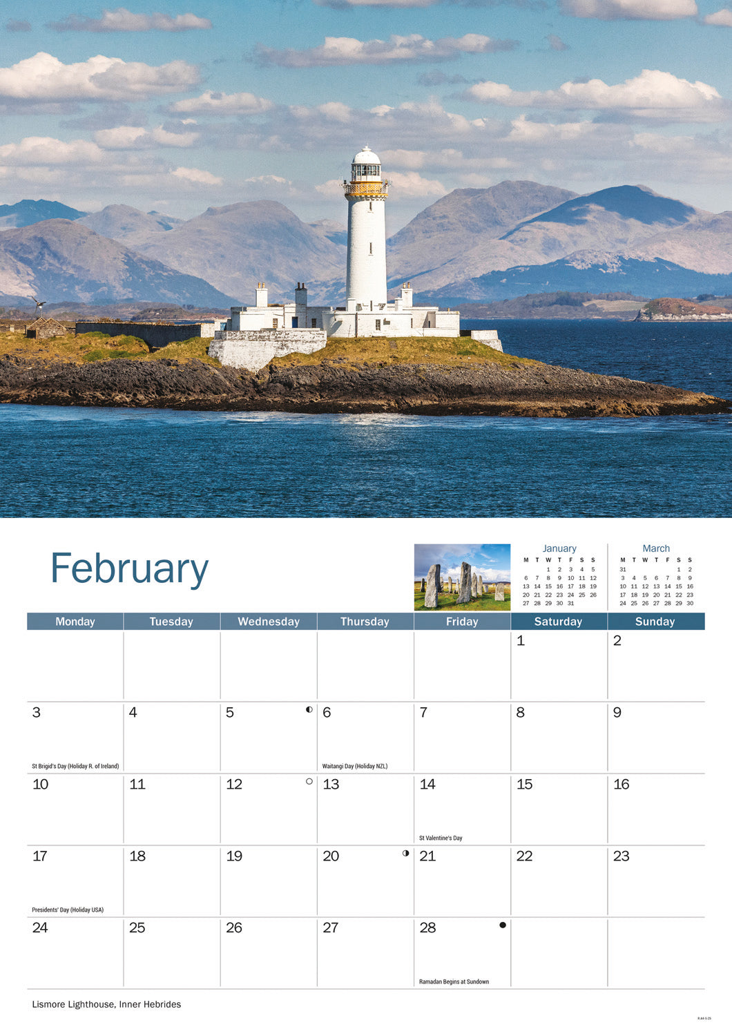 Scottish Highlands & Islands A4 Calendar  2025
