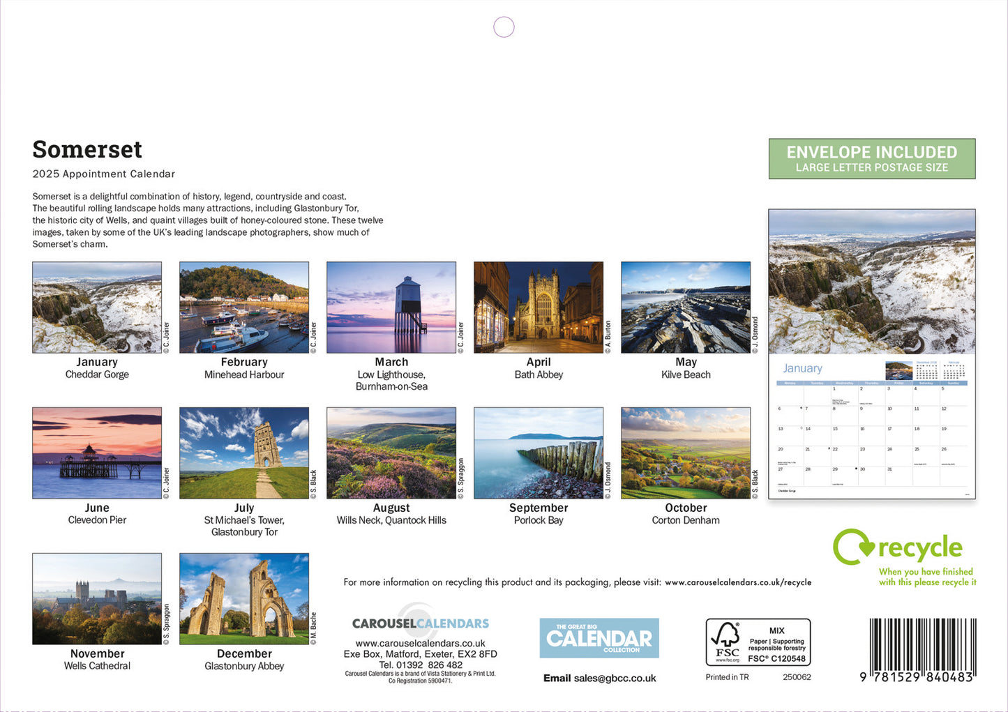 Somerset A4 Calendar  2025