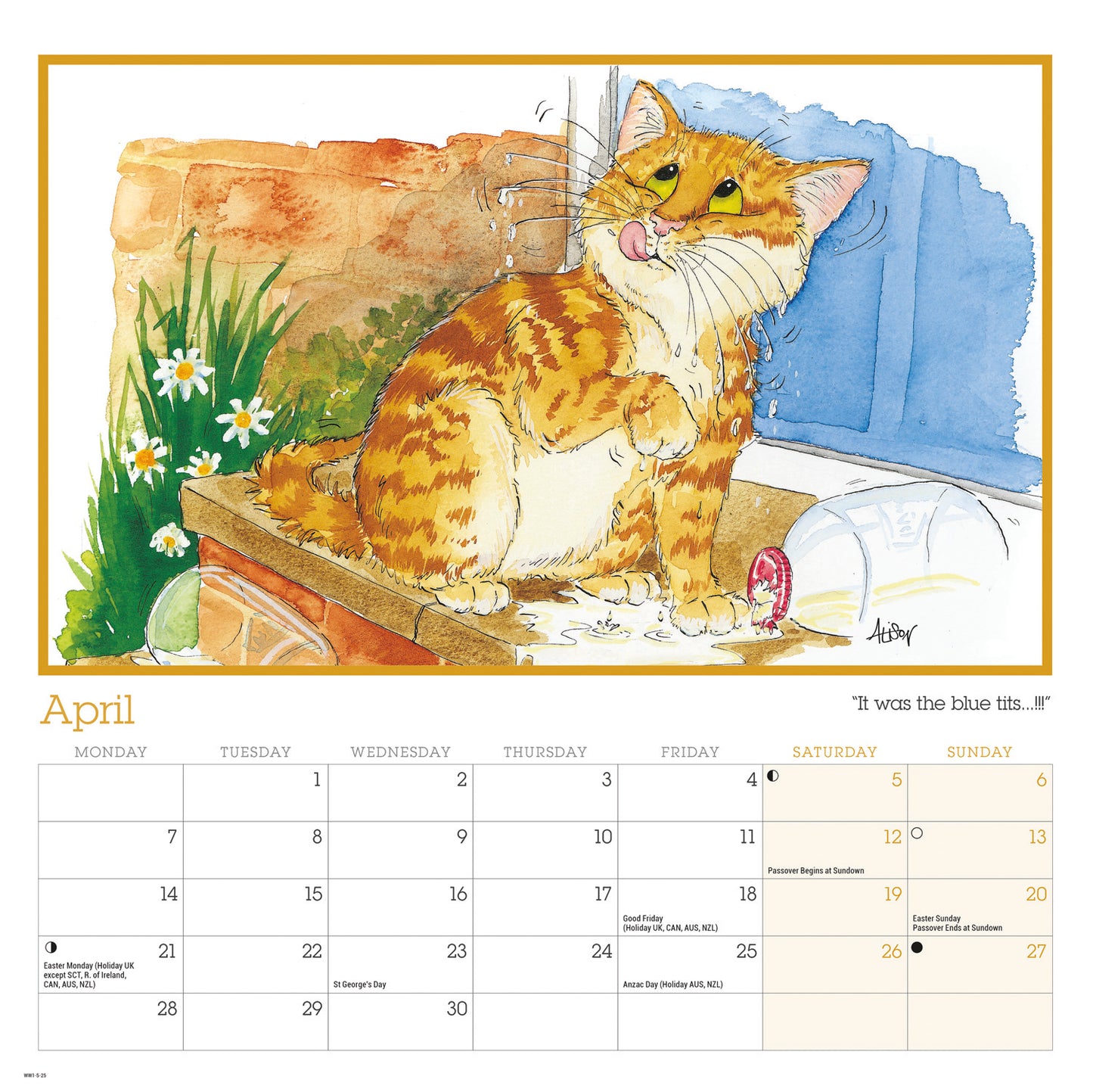 Alisons Animals Wiro Wall Calendar 2025