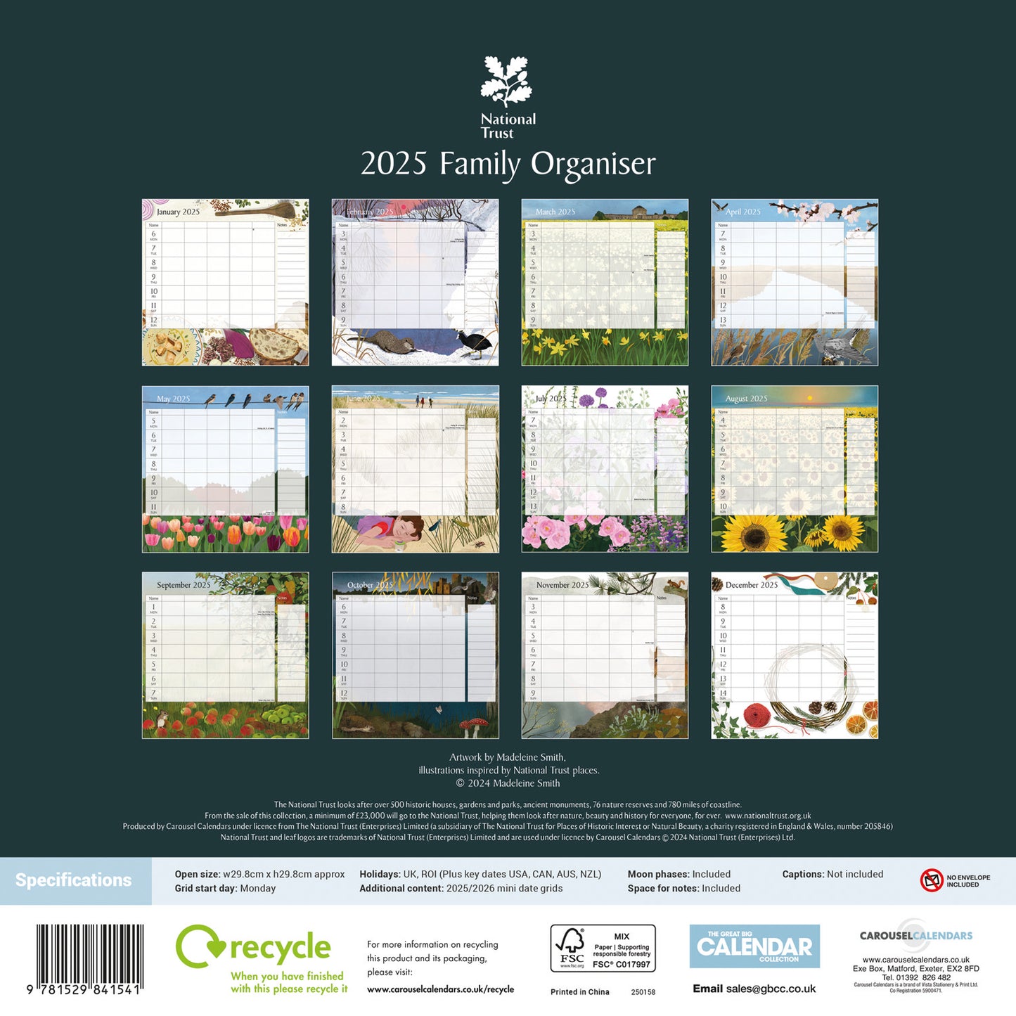 National Trust WTV (PFP) Planner Wall Calendar 2025