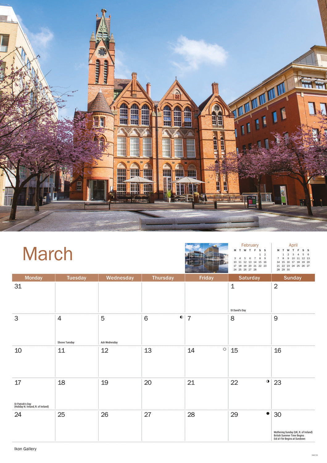Birmingham A4 Calendar 2025
