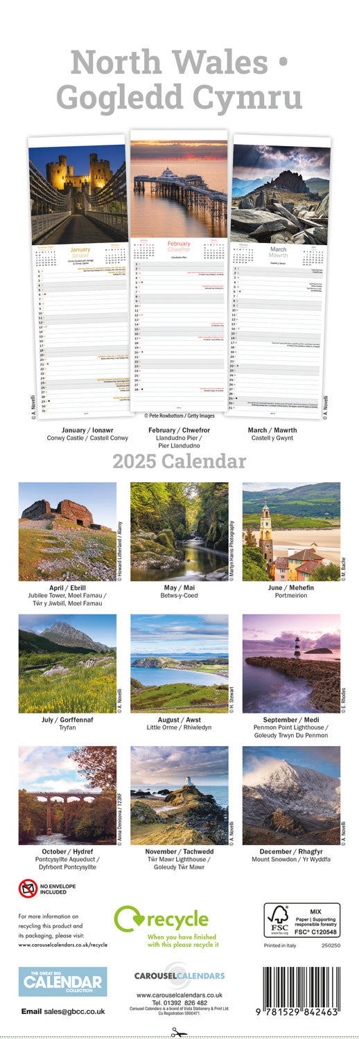 North Wales Slim Calendar 2025