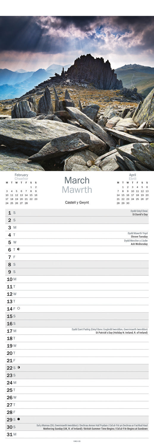 North Wales Slim Calendar 2025