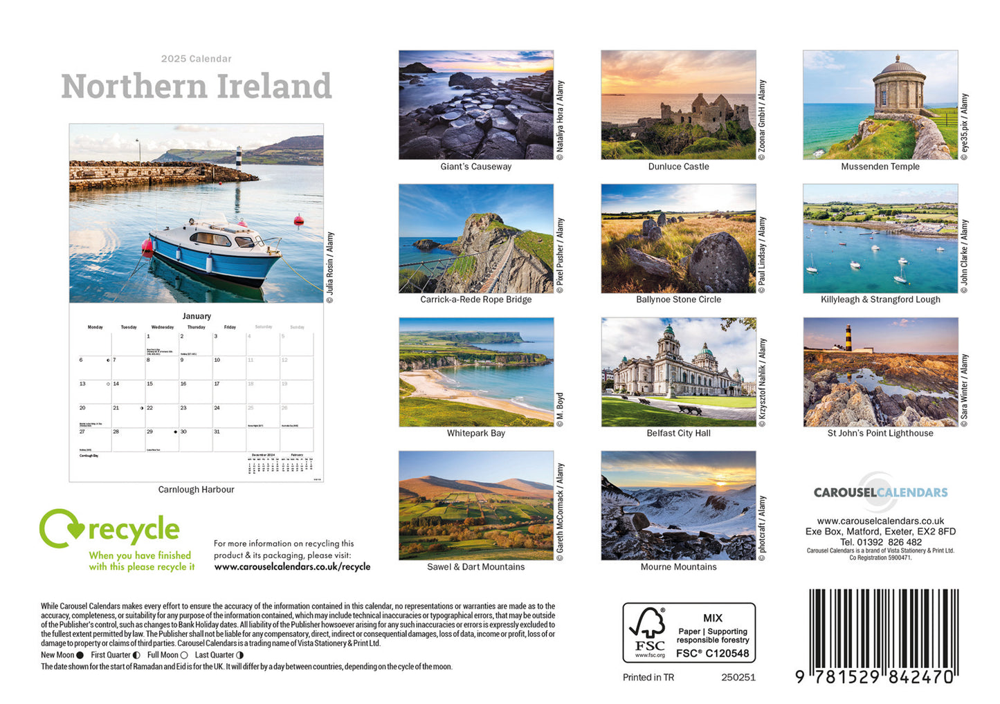 Northern Ireland A5 Calendar 2025