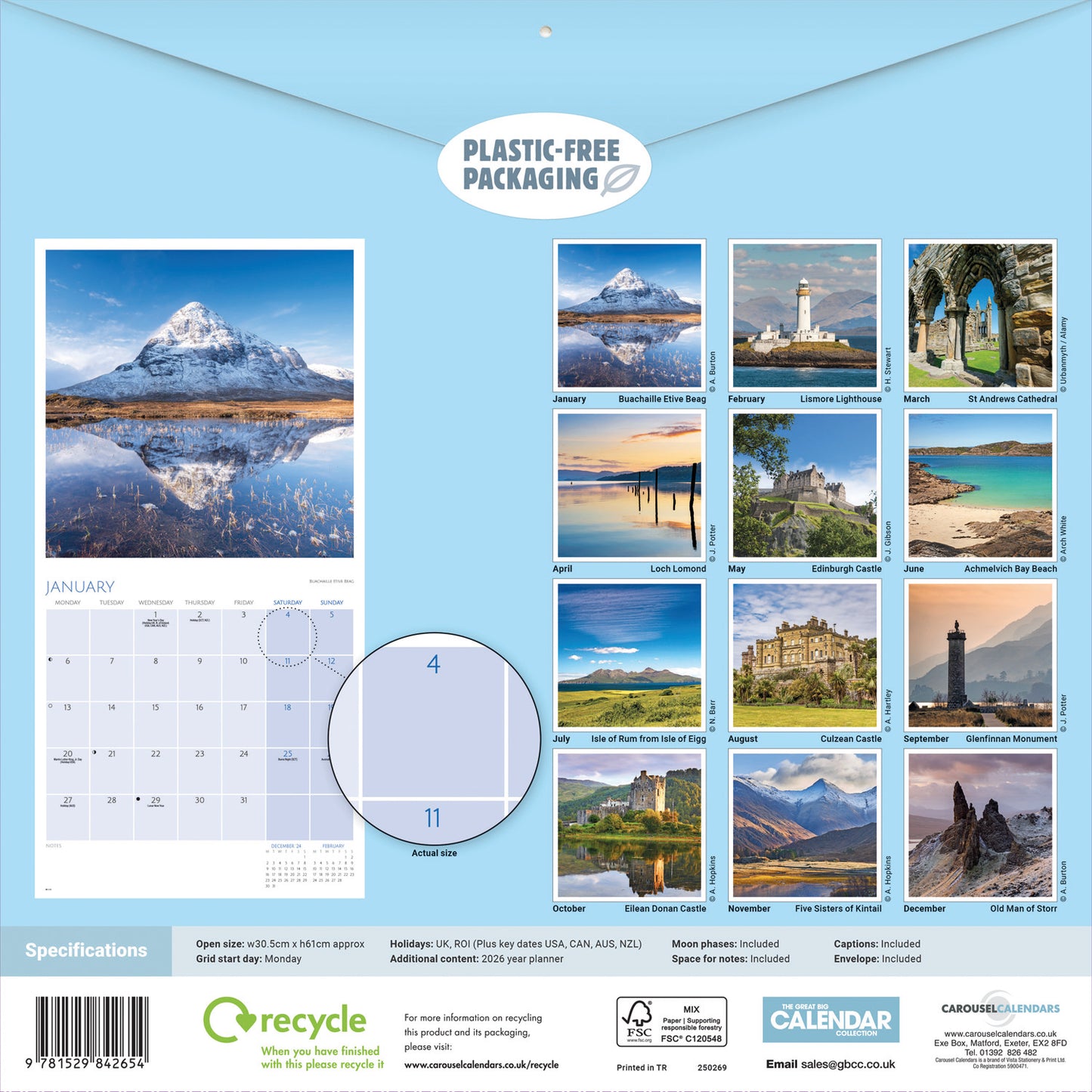 Scotland Wall Calendar 2025