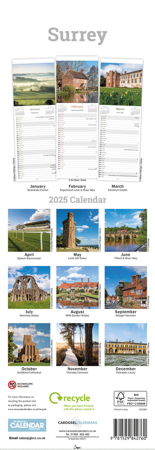 Surrey Slim Calendar 2025