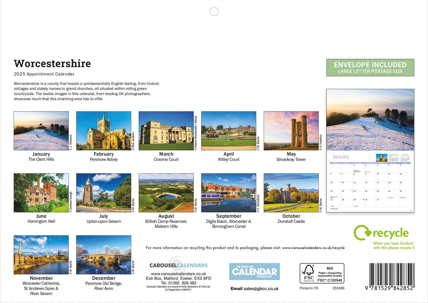 Worcestershire A4 Calendar  2025