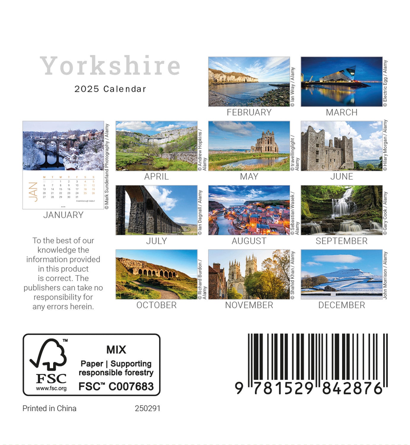 Yorkshire Mini Desk Easel Calendar 2025