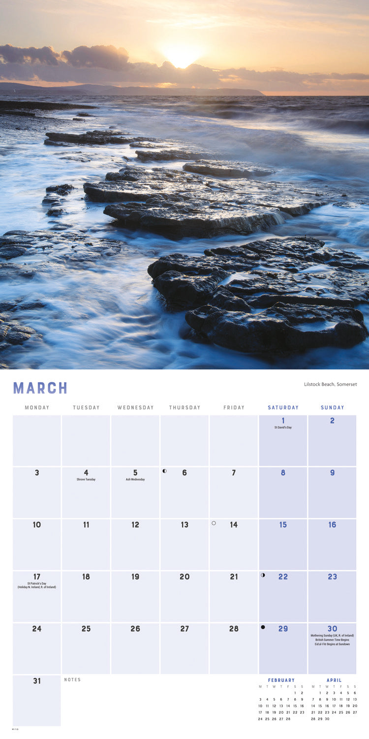 Coastlines of Britain Wall Calendar 2025