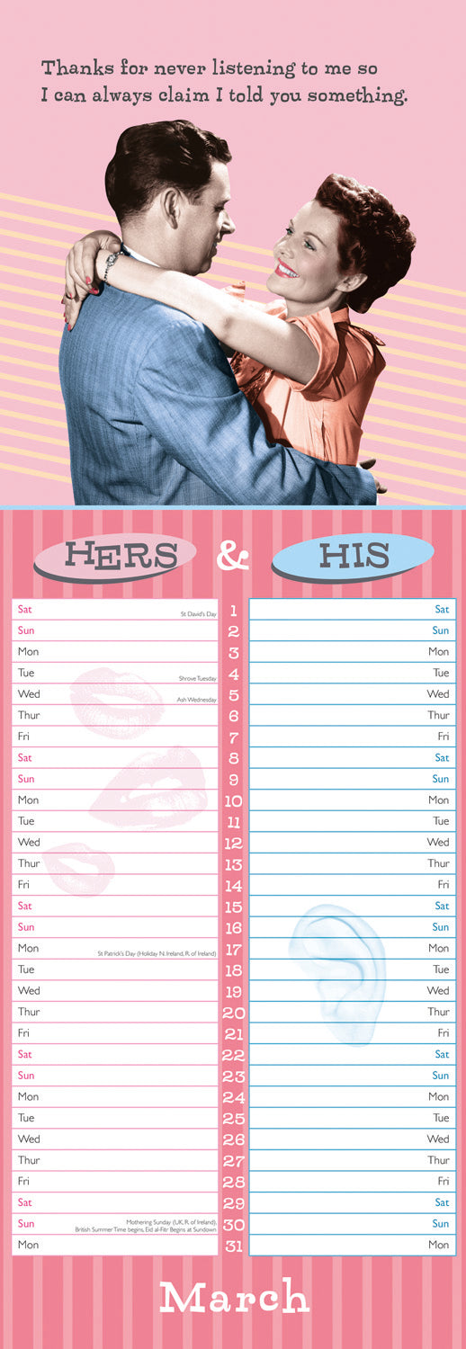 Hers & His (PFP) Slim Calendar 2025