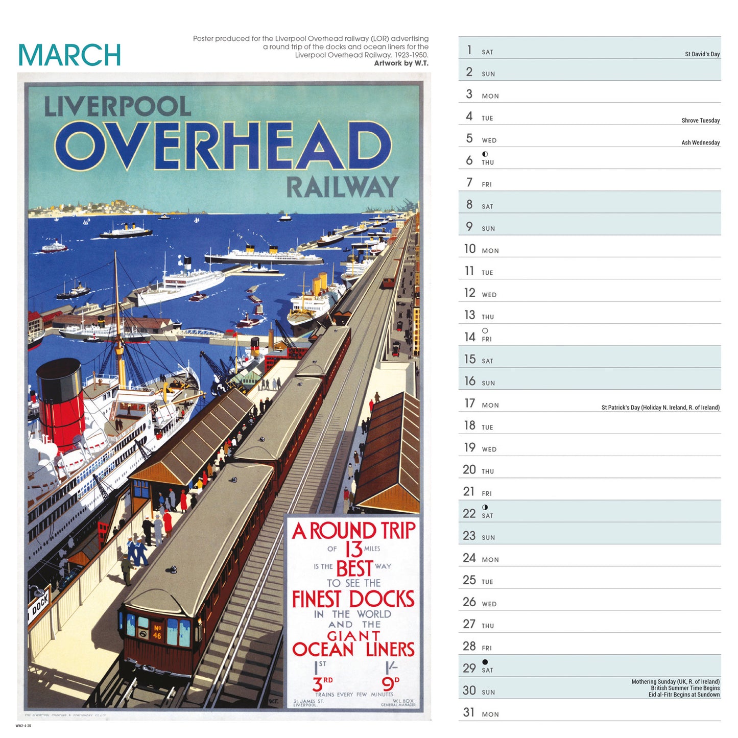 Britain By Rail NRM Wiro Wall Calendar 2025