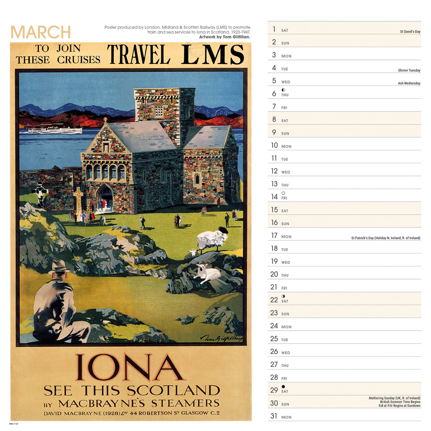 Scotland Poster Art NRM Wiro Wall Calendar 2025