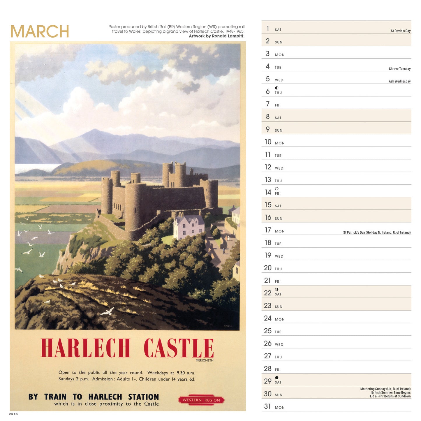 Wales Poster Art NRM Wiro Wall Calendar 2025