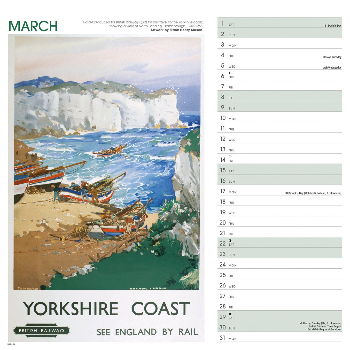 Yorkshire Poster Art NRM Wiro Wall Calendar 2025