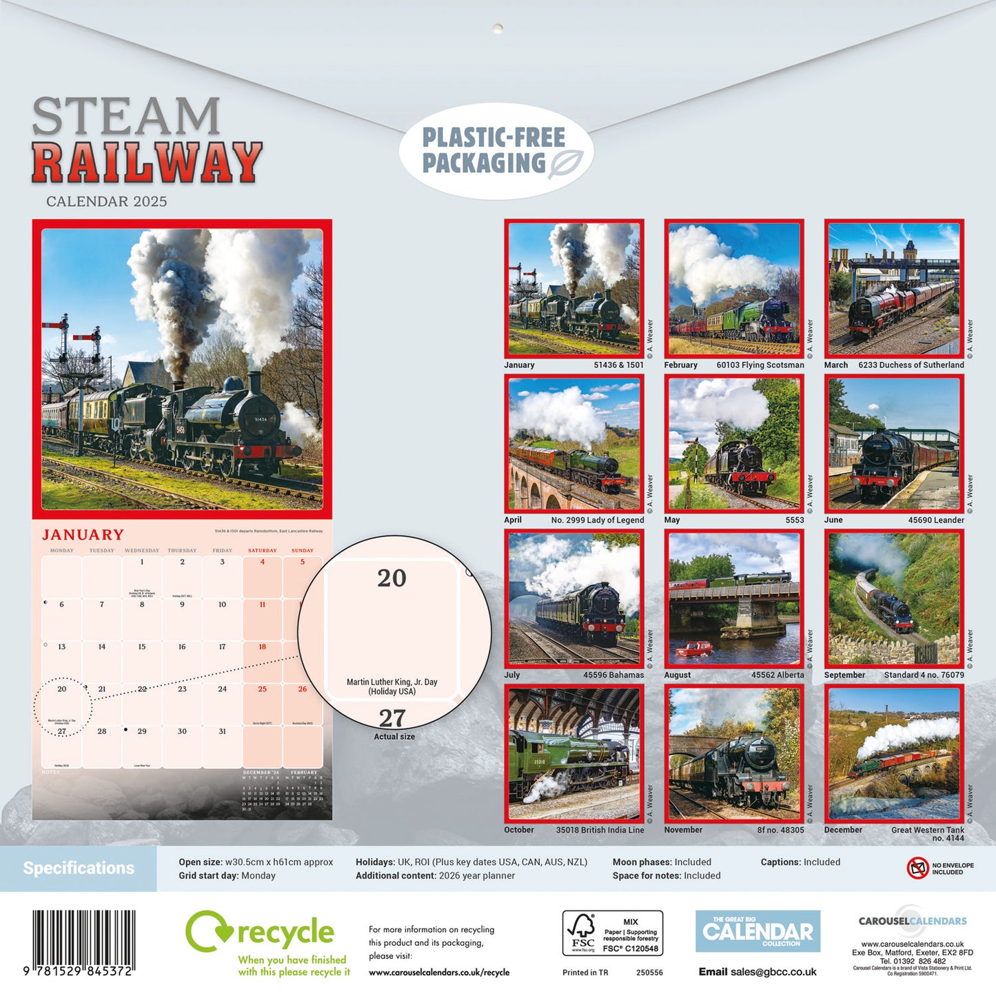 Steam Railway (PFP) Wall Calendar 2025