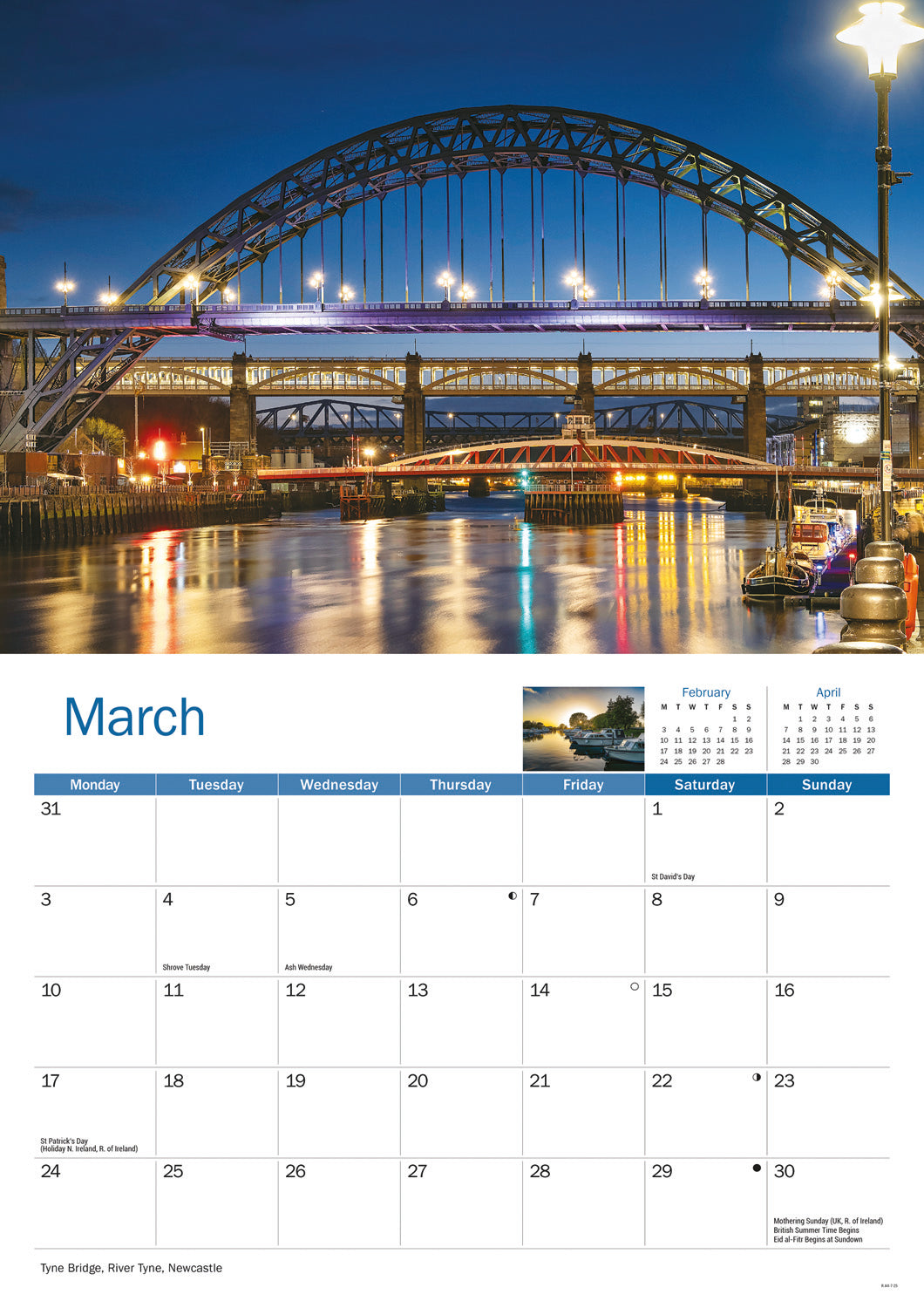 Canals & Waterways A4 Calendar  2025