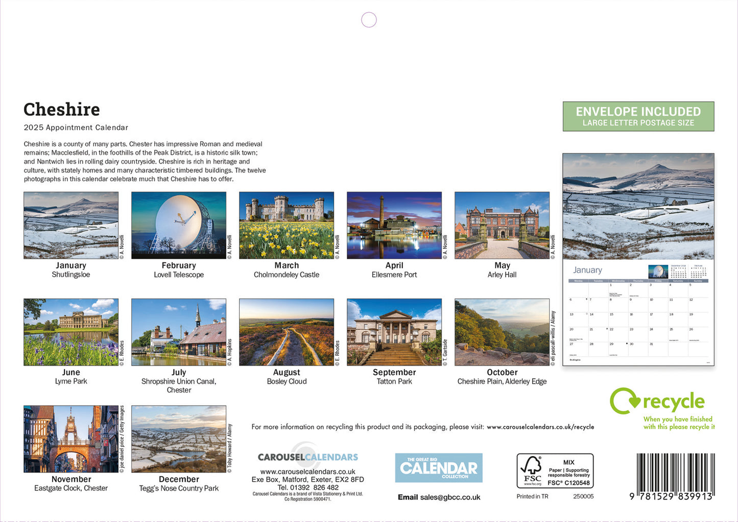 Cheshire A4 Calendar  2025