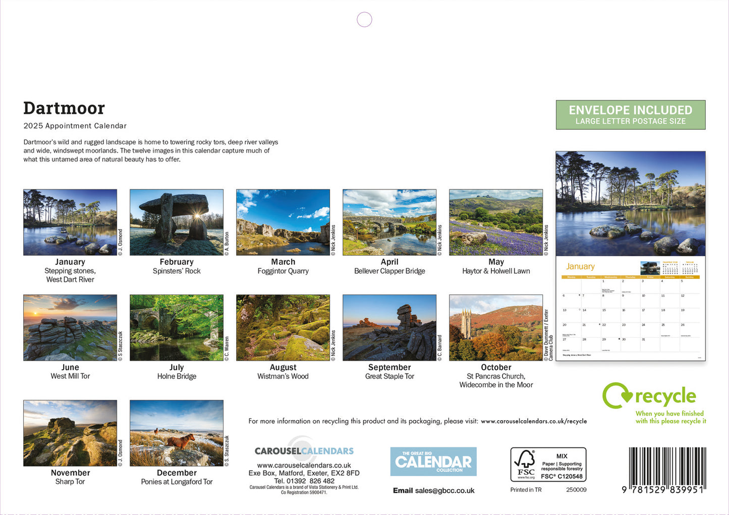 Dartmoor A4 Calendar 2025