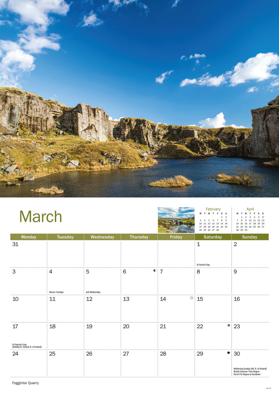 Dartmoor A4 Calendar 2025