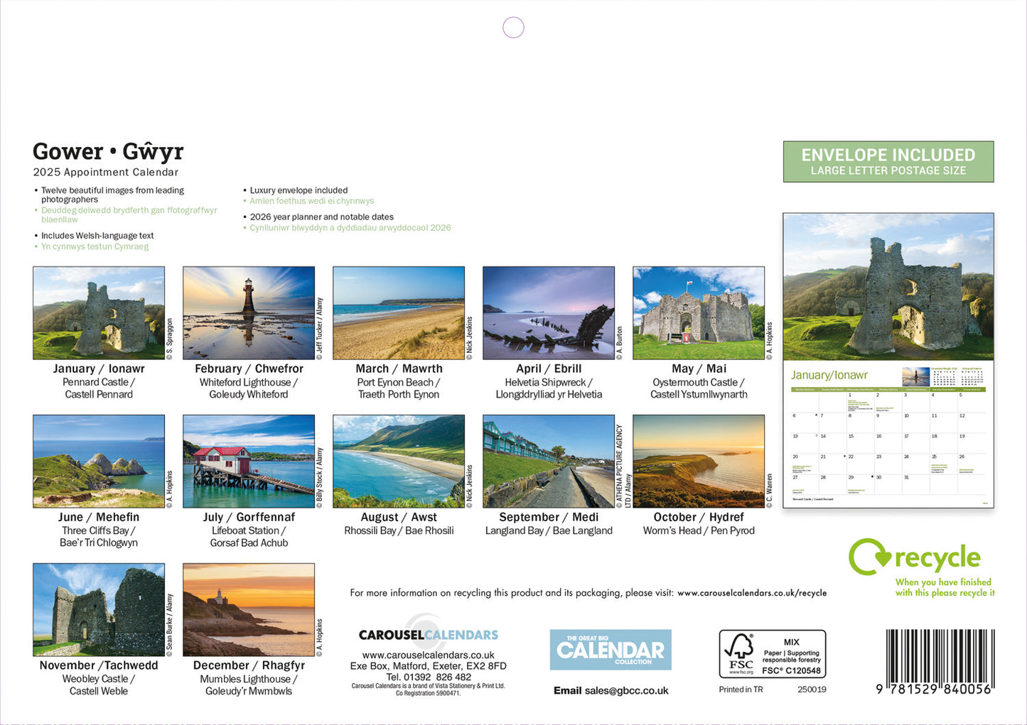 Gower A4 Calendar  2025