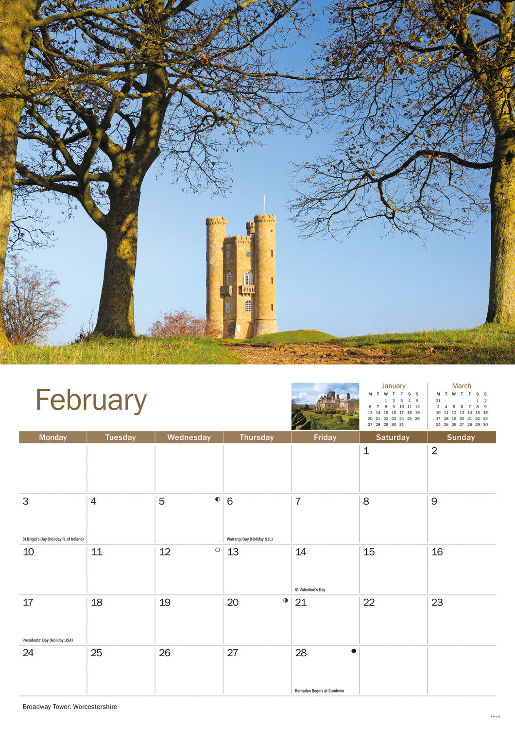 Heart Of England A4 Calendar  2025