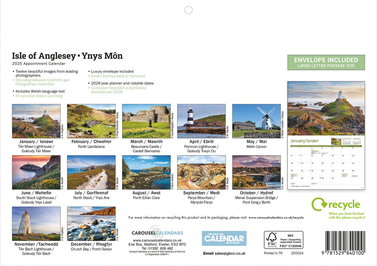 Isle of Anglesey A4 Calendar  2025