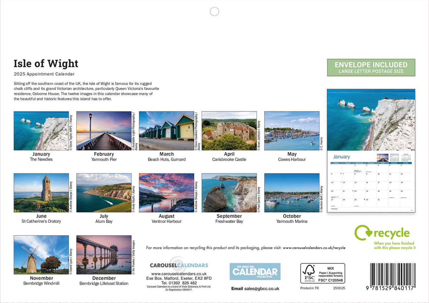 Isle of Wight A4 Calendar  2025