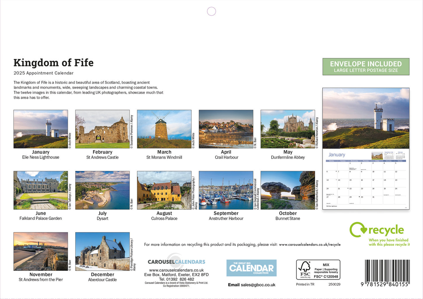 Kingdom of Fife A4 Calendar  2025