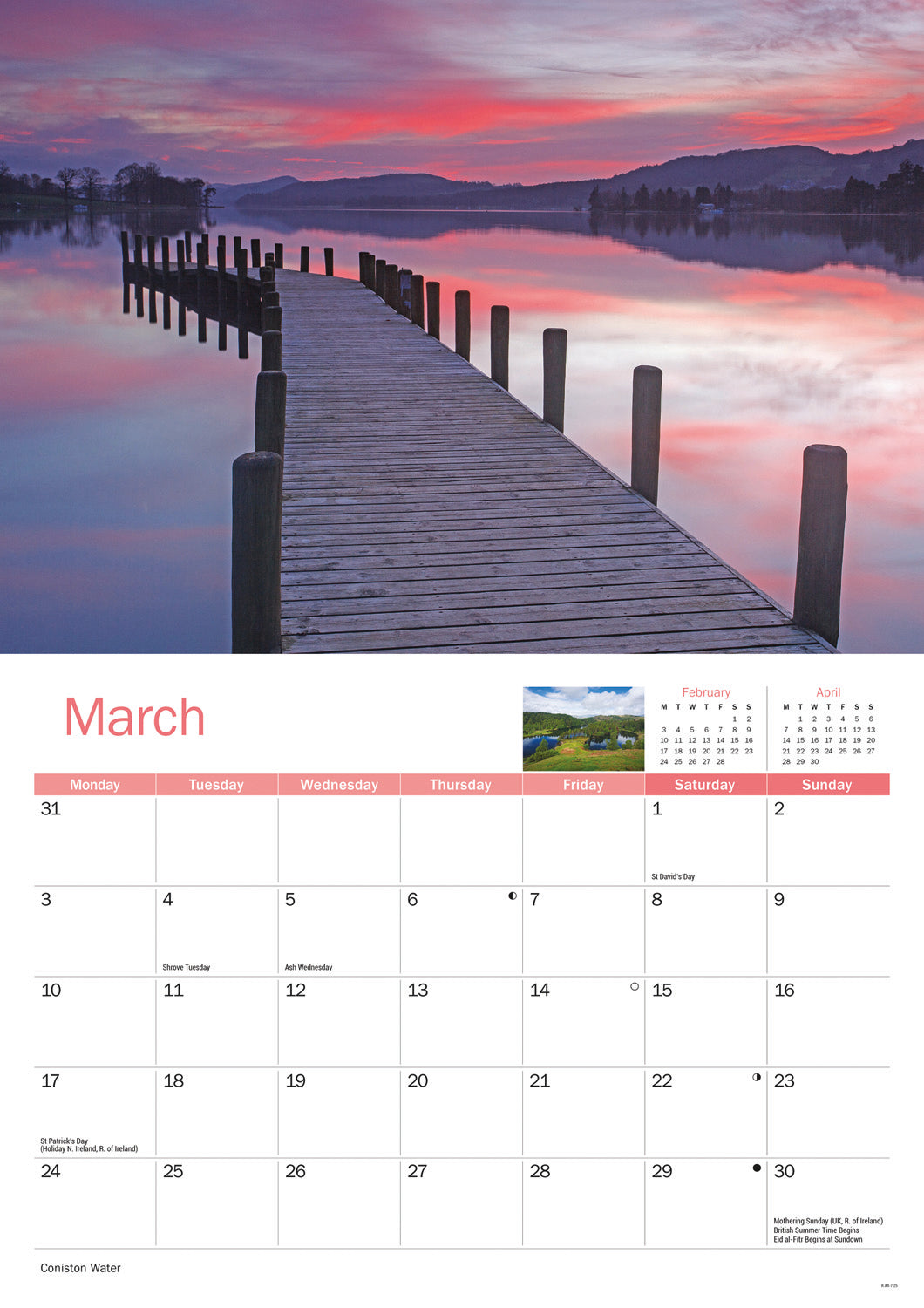 Lake District A4 Calendar  2025