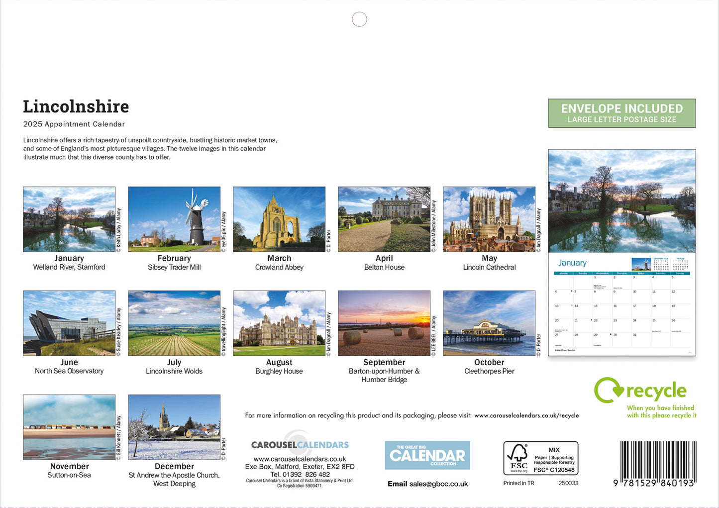 Lincolnshire A4 Calendar  2025