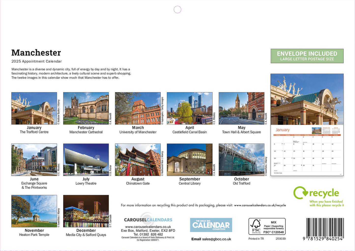 Manchester A4 Calendar  2025