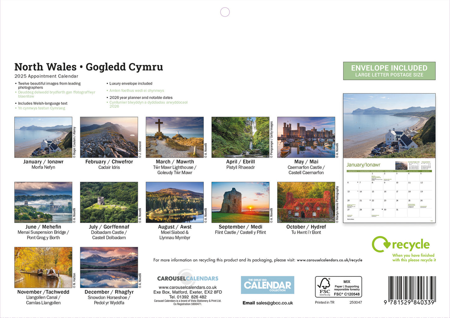 North Wales A4 Calendar  2025