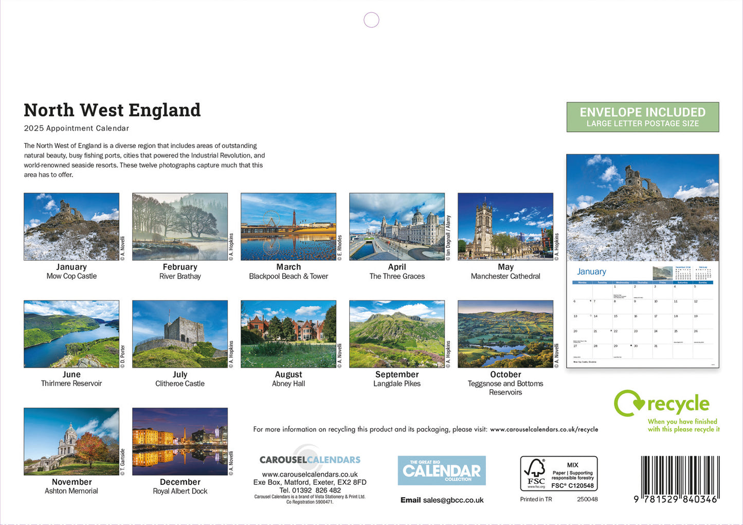 North West England A4 Calendar  2025