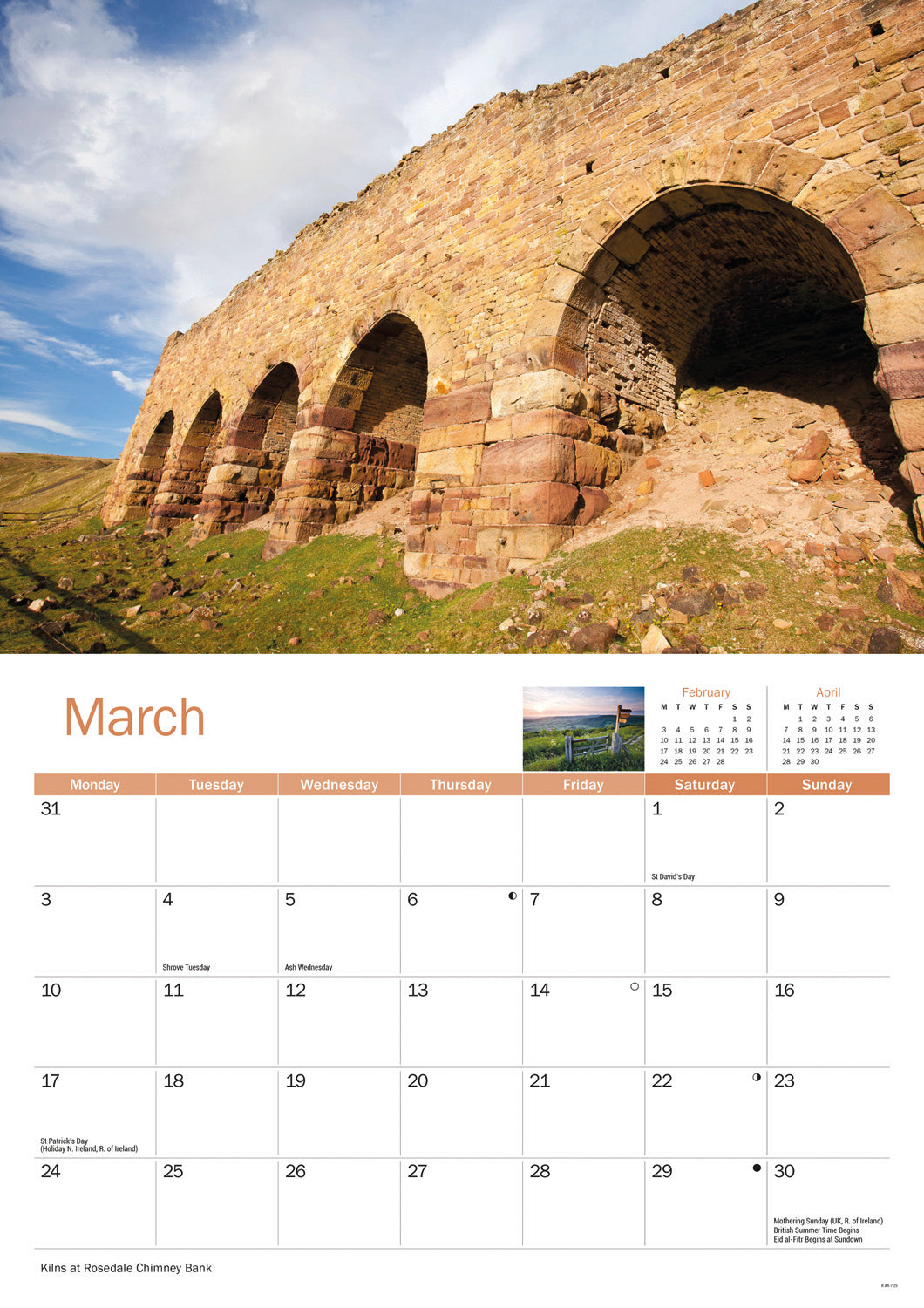 North York Moors A4 Calendar  2025