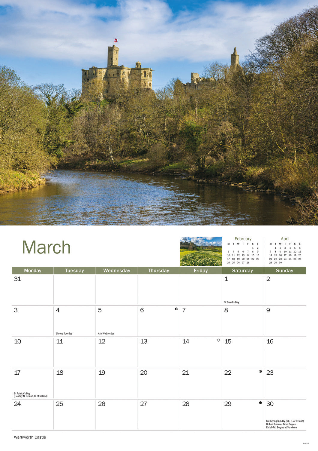 Northumberland & Durham A4 Calendar  2025