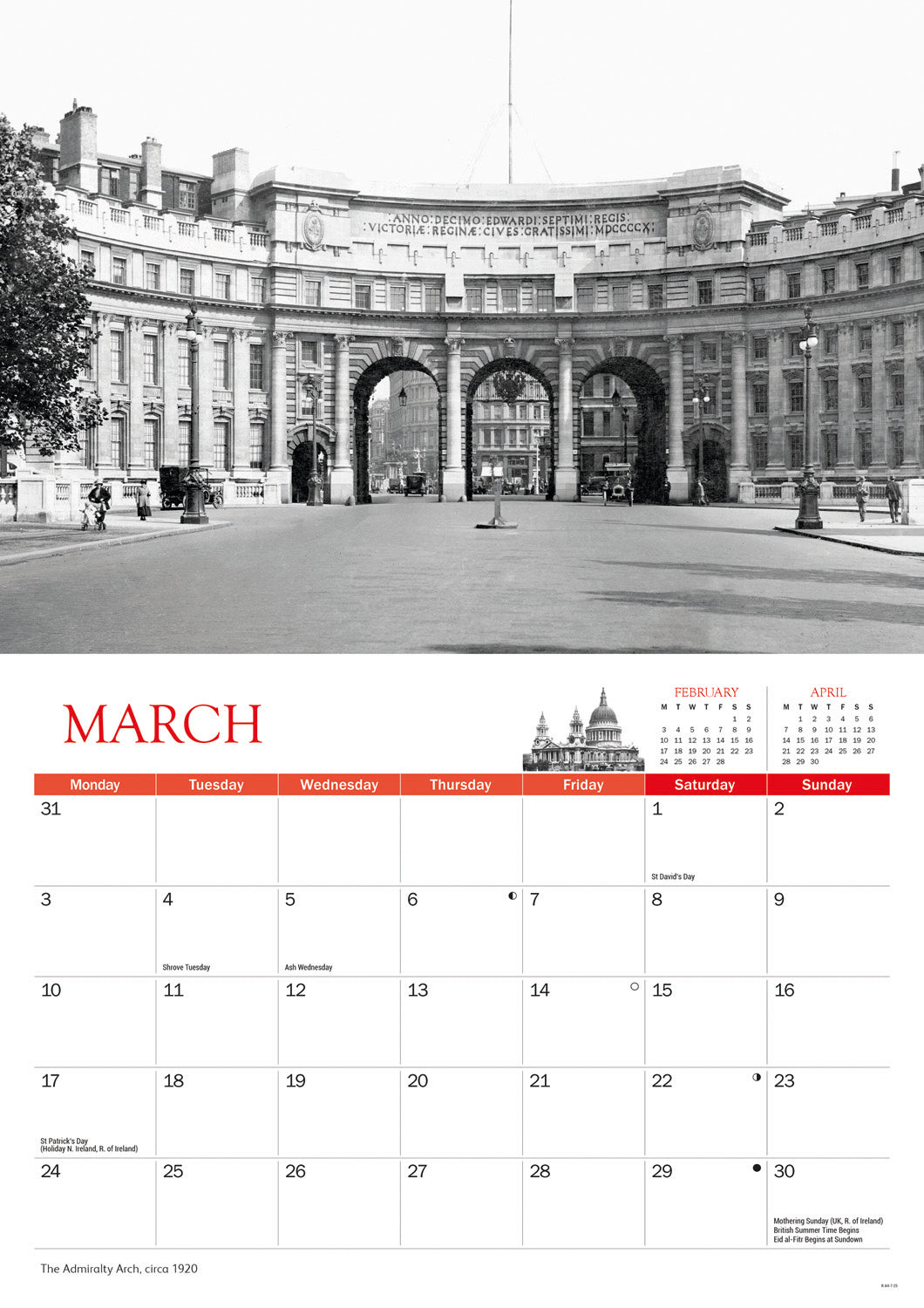 Nostalgic London A4 Calendar  2025