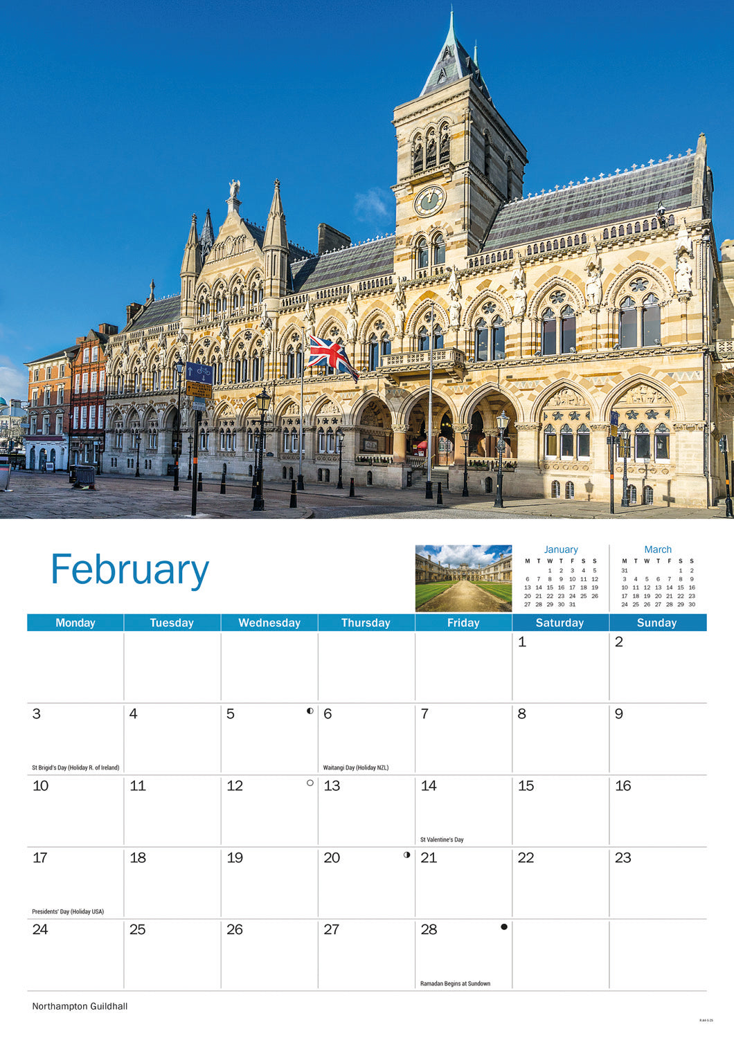 Northamptonshire A4 Calendar  2025