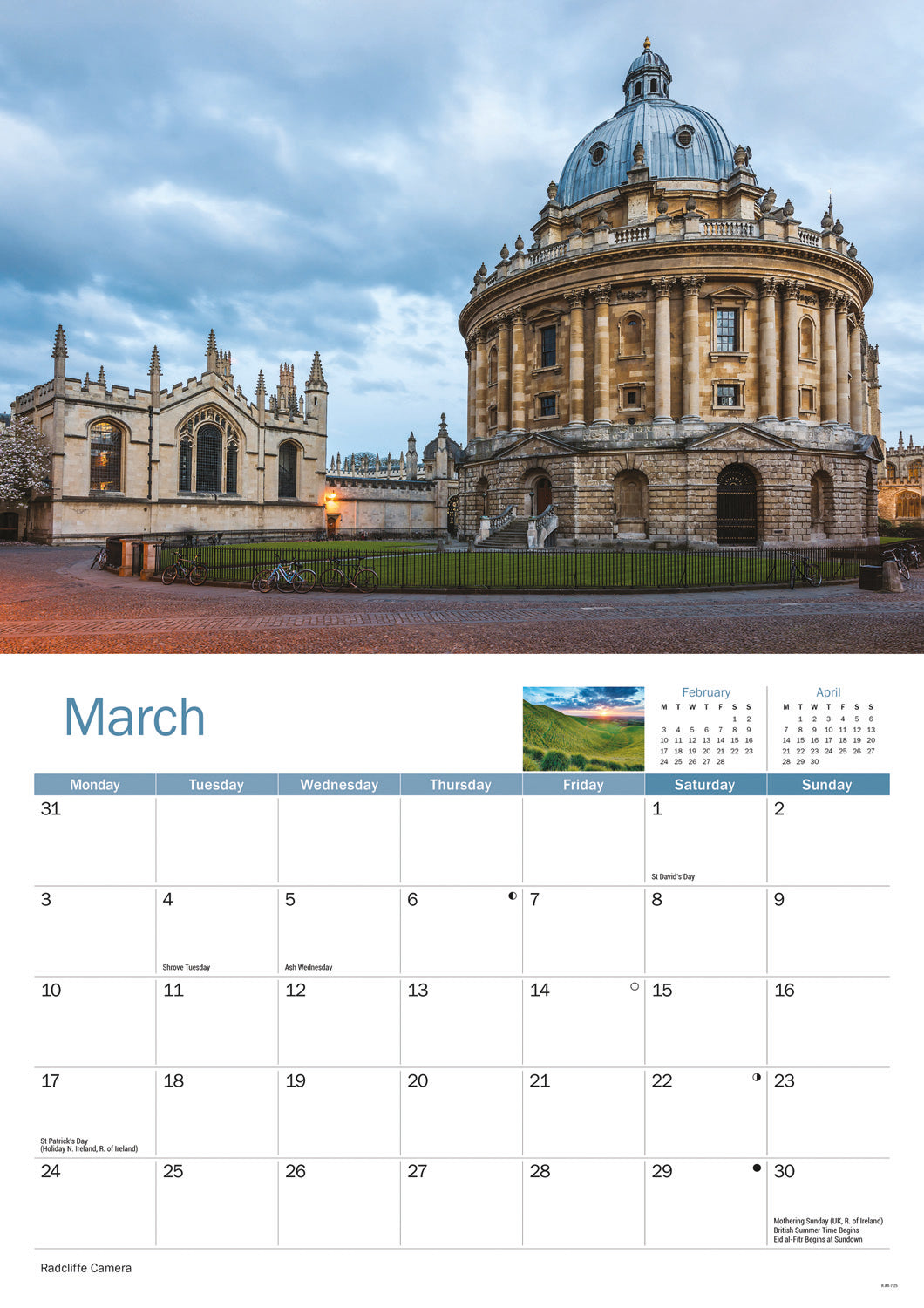 Oxfordshire A4 Calendar  2025