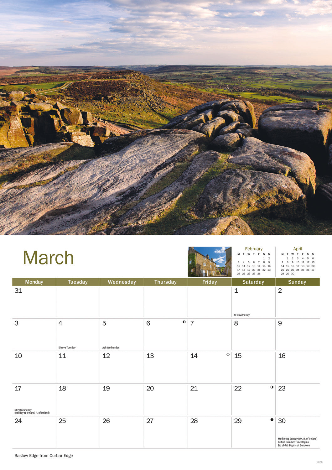 Peak District A4 Calendar  2025