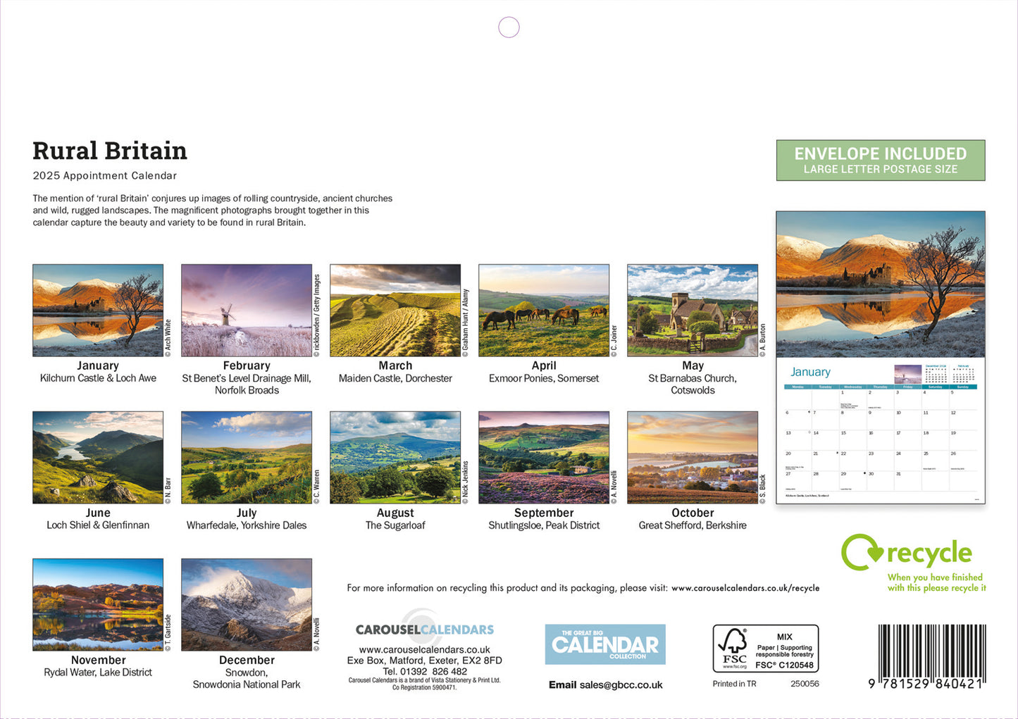 Rural Britain A4 Calendar  2025