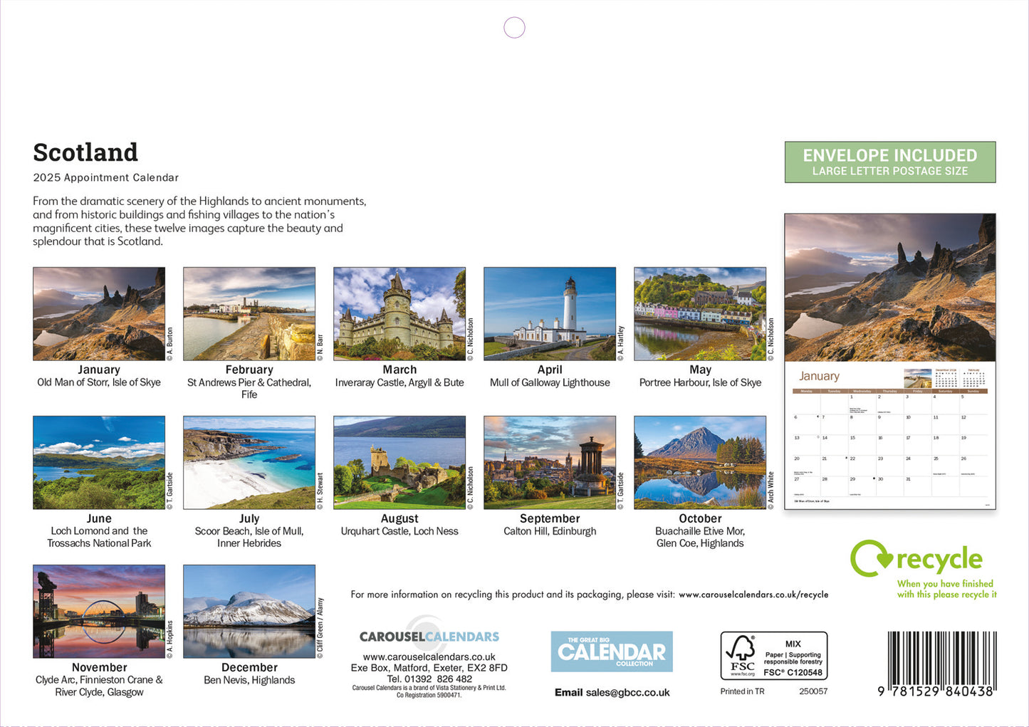 Scotland A4 Calendar  2025