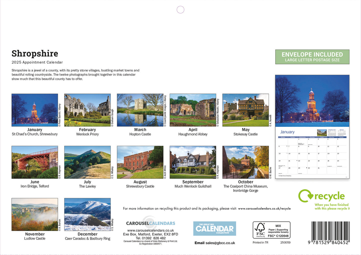 Shropshire A4 Calendar  2025