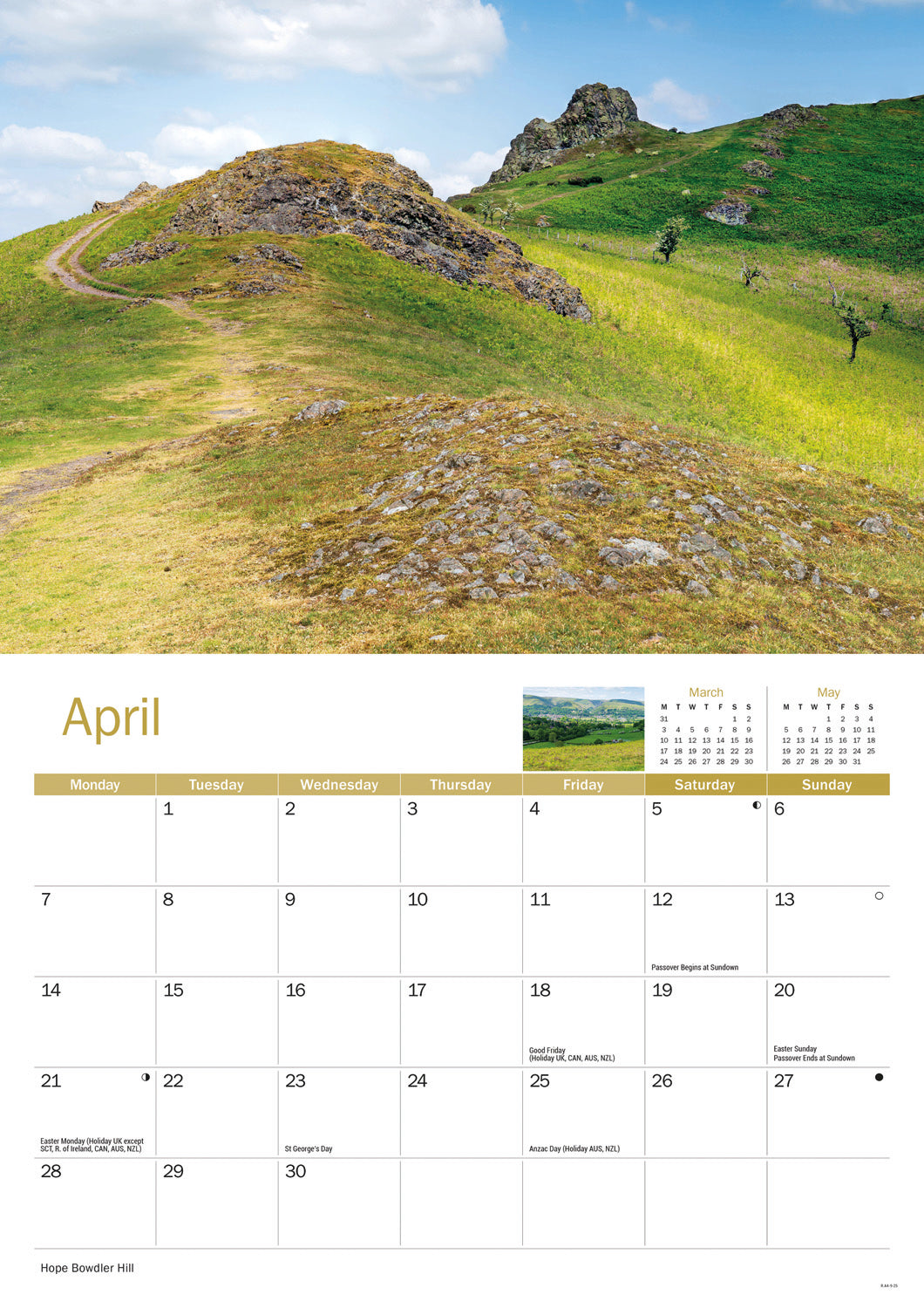 Shropshire Hills A4 Calendar  2025