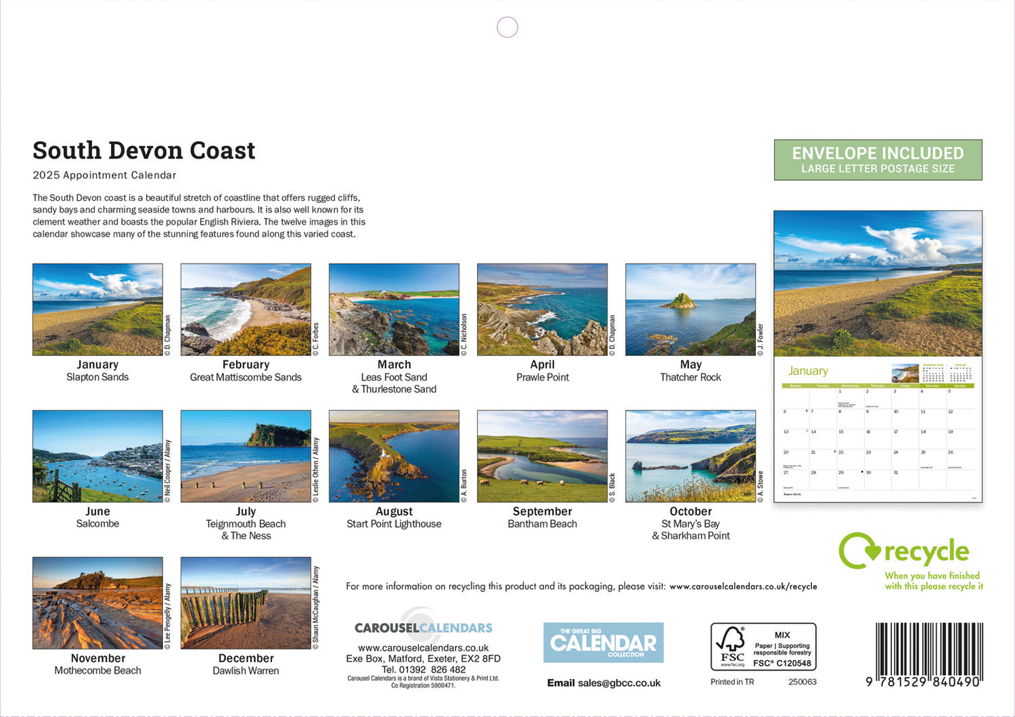 South Devon Coast A4 Calendar  2025