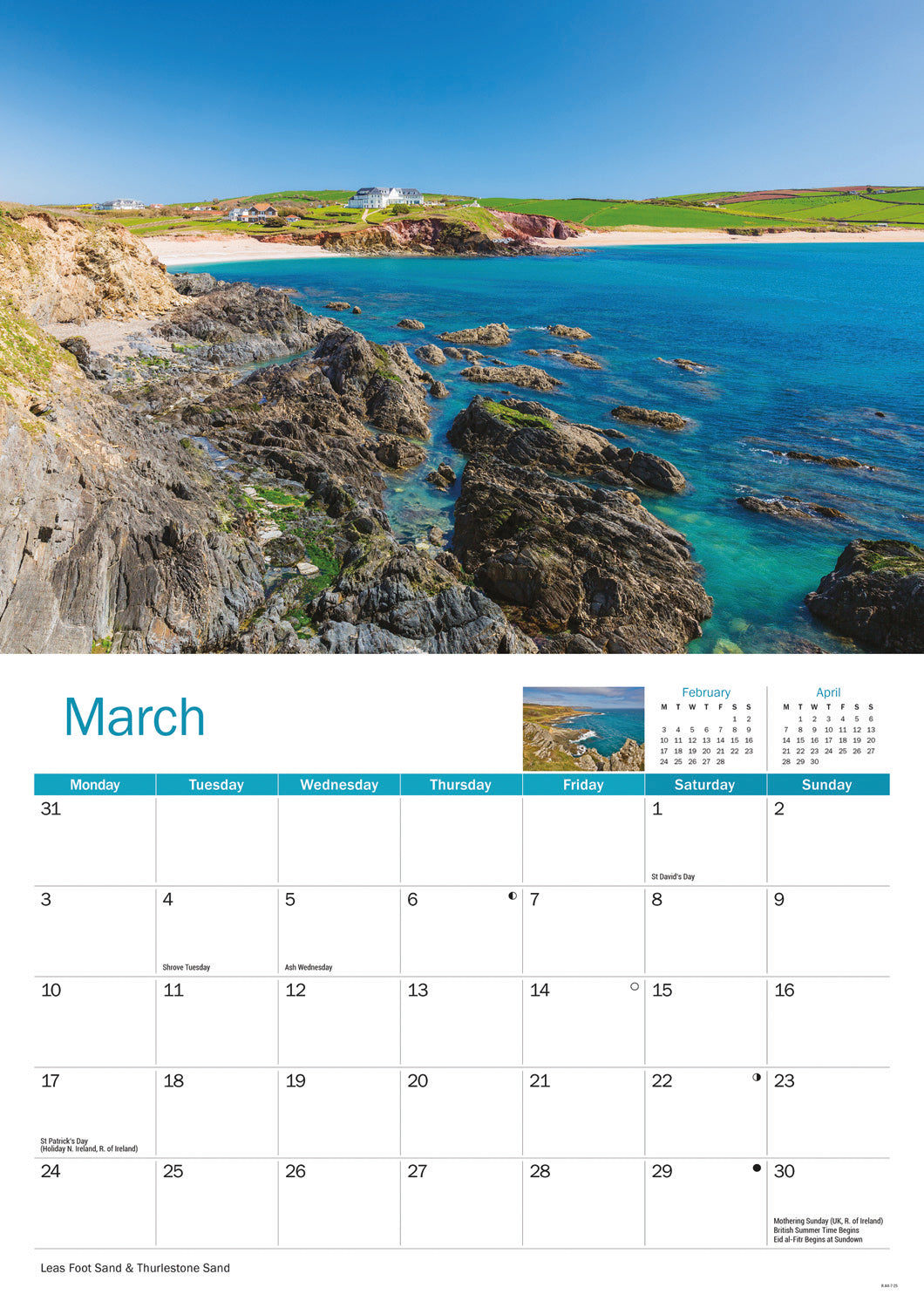 South Devon Coast A4 Calendar  2025